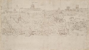 London panorámája Southwarkból nézve: Billingsgate a Tower Wharfig, 1554 alkotó: Anthonis van den Wyngaerde