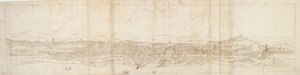 Panorámás kilátás Rómára a Monte Mario-ból, Castel S. Angelo az előtérben, 1550-es évek