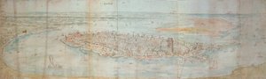 Panoramic view of Dordrecht, seen from an elevated point to the west alkotó: Anthonis van den Wyngaerde