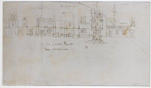 The Fountain Court, Hampton Court Palace, 1544 körül (toll, tinta és ceruza papíron) alkotó: Anthonis van den Wyngaerde