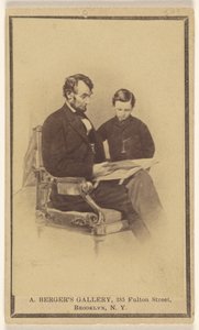 Lincoln elnök a Bibliát olvassa fiának, Tadnek alkotó: Anthony Berger