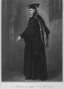A bachelor of Arts teljes ruhájában, 1796. alkotó: Anthony Cardon