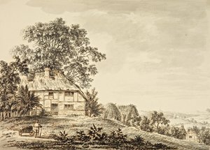 Vidéki jelenet (tinta papíron) alkotó: Anthony Devis