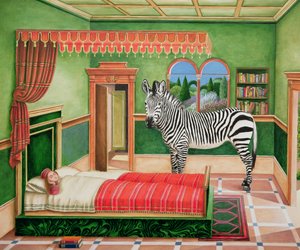 Zebra a hálószobában, 1996 (akril a fedélzeten)