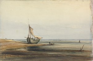 Tengerparti jelenet egy partra vetett csónakkal alkotó: Anthony Vandyke Copley Fielding