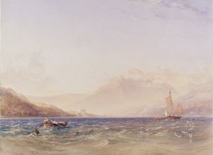 A Loch Fyne feje, Dindarra kastélyával, 1850 (wc, testszín grafit felett, papíron)