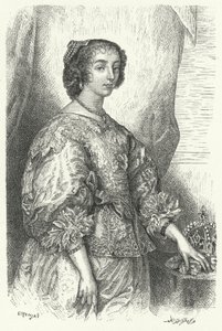 Francia Henrietta Maria, I. Károly angol, skóciai és ír királynő hitvese (metszet)