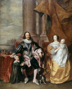 I. Károly, Henrietta királynő és két legidősebb gyermekük (olaj a táblán) alkotó: Anthony van (follower of) Dyck