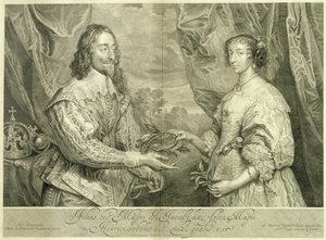 I. Károly (1600-49) és Henrietta Mária (1609-69) Vertue György (1684-1756) metszete egy 1634-es festmény után, 1742. alkotó: Anthony van Dyck