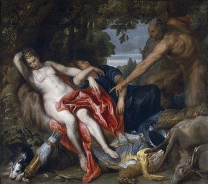 Dianát és nimfáját meglepte a szatír alkotó: Anthony van Dyck