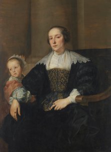 Német: Bildnis der Anna van Thielen, Gattin des Malers Theodoor Rombouts, mit ihrer Tochter Anna Maria Anna van Thielen, Theodor Rombouts festő felesége Anna van Thielen portréja Anna Maria nevű lányukkal. alkotó: Anthony van Dyck