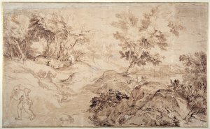 Tájkép Tizian módra (toll és tinta papíron) alkotó: Anthony van Dyck