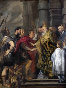 Szent Ambrus kitiltja Theodosiust a milánói székesegyházból alkotó: Anthony van Dyck