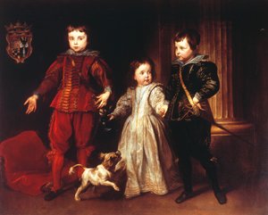 Három gyerek kutyával, Anthony van Dyck (1599-1641) alkotó: Anthony van Dyck
