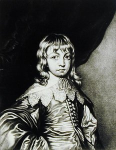 George, Buckingham hercegének (1592-1628) portréja, amelyet Robert Dunkarton (1744-1817 körül) vésett az Illustrious Characters in British History-ból (mezzotint)
