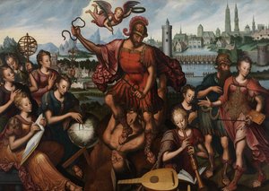 A művészetekkel és tudományokkal körülvett Mars legyőzi a Tudatlanságot alkotó: Anthuenis (1536-1613) Claeissins or Claeissens