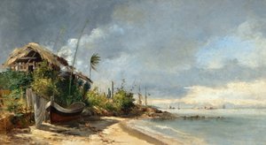 Kilátás a tengerpartra, São Domingos, Niterói, RJ alkotó: Antonio Parreiras