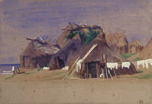 Halászkunyhók a tengerparton alkotó: Antoine Auguste Ernest Herbert or Hebert