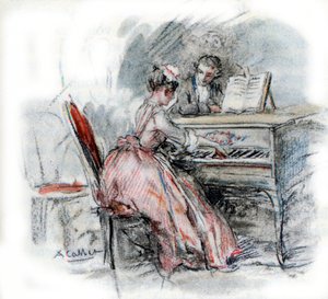 Werther csodálja Charlotte-ot, aki csembalón játszik alkotó: Antoine Calbet