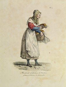 A Nanterre-i süteményárus, 10. szám a "Párizs kiáltásai" sorozatból, metszett: Francois Seraphin Delpech (1778-1825) (színes litó) alkotó: Antoine Charles Horace Vernet