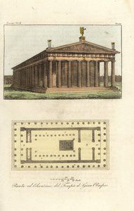 Zeusz vagy Jupiter templomának magassága és terve az Olümposznál alkotó: Antoine Chrysostome Quatremère de Quincy