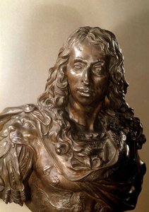 II. Lajos, Bourbon, Conde hercege, a Grand Conde (1621-1686) bronz mellszobra (Bourbon-Conde). Antoine Coysevox (1640-1720) szobra 17. század.