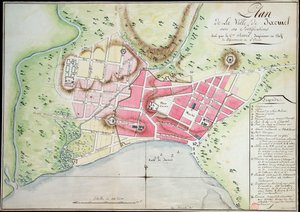 Jacmel városának terve az erődítményekkel alkotó: Antoine François Sorrel des Rivieres