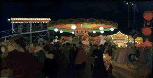 The Fairground, 1896 körül (olaj a fedélzeten) alkotó: Antoine Guillaume Minartz