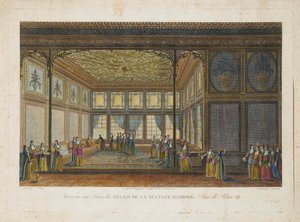 Belső tér Hatice Szultán hercegnő, III. Szelim szultán féltestvére, c. 1810. alkotó: Antoine Ignace Melling