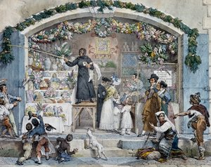 Befana Rómában, Antoine-Jean-Baptiste Thomas (1791-1833), nyomat. Olaszország