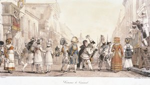 Farsangi jelmezek, Antoine-Jean-Baptiste Thomas (1791-1833), akvarell. Olaszország