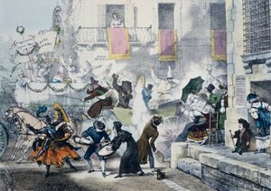 Antoine-Jean-Baptiste Thomas (1791-1833) konfettidobálás a római karnevál alatt, Olaszország