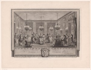 Marie Antoinette: A divat királynője: Bál Monsieur de Villemorien otthonában Bálterem táncoló párokkal Le Bal Pare (cím az objektumon)