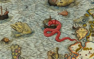 Olaus Magnus (1490-1557) Tengertérképének részlete (Carta marina) alkotó: Antoine Lafrery