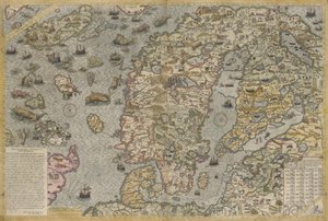 Map of the Sea (Carta marina) by Olaus Magnus (1490-1557) alkotó: Antoine Lafrery