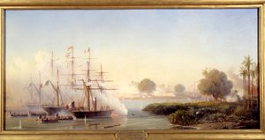 A Cochinchine-i expedíció epizódja: „” Rigault de Genouilly altengernagy, a francia-spanyol expedíciós haderő parancsnoka, elfoglalta Saigon fellegvárát 1859. 02. 17.” Antoine Leon Morel Fatio (1810-1871) festménye V. 0,83x1,82 m