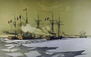 Jégtörés a Dnyeper Limanban az úszó akkumulátorok áthaladásához, 1855-1856, 1860