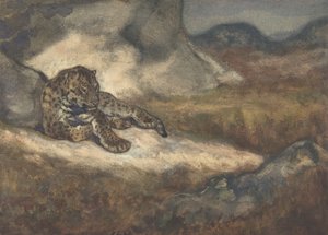 Leopárd fekve, 1810-75. alkotó: Antoine Louis Barye