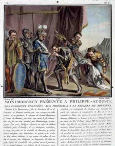 Montmorency ajándék Fülöp Ágostnak (1165-1223) a bouvines-i csata után, metszet: Jean Baptiste Morret (1790-1820) alkotó: Antoine Louis Francois (after) Sergent-Marceau