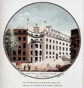 Monsieur de La Haye háza a párizsi Rue Caumartin sarkán, Aubert építész rajzai alapján épült. Őrmester prittoreszk kilátásában Párizs fő épületeire alkotó: Antoine Louis Francois Sergent-Marceau