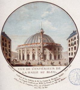 Kilátás a Le Camus de Mézières által 1763 és 1766 között épített búzapiacra, Párizsra, amely ma a párizsi tőzsde. Őrmester prittoreszk kilátásában Párizs fő épületeire alkotó: Antoine Louis Francois Sergent-Marceau