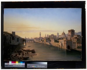 Firenze, kilátás az Arno folyóra alkotó: Antoine Marie Perrot