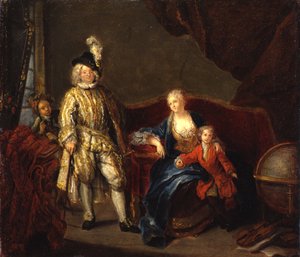 Von Erlach, a svájci gárda kapitánya családjával alkotó: Antoine Pesne