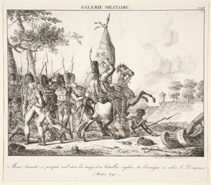 Menier (huszár) egyedül veti magát egy angol zászlóalj sorába, megöli a zászlóst és elfoglalja a zászlót (Druten, 1795)
