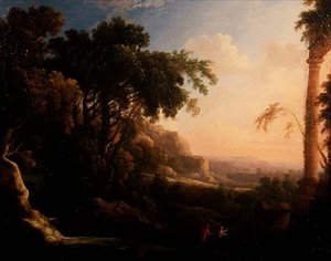 Pan és Syrinx egy árkádiai tájon alkotó: Antoine Pierre the Younger Patel