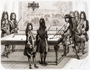 XIV. Lajos biliárdoz (Monsieurral (a király testvérével), Vendôme herceggel, Toulouse grófjával, Chamillarttal, le Roival, M. d