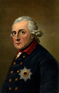 Történelem. Németország. Nagy Frigyes II. Illusztráció Anton Graff (1780) portréja alapján, Németország, 1900 körül (képeslap) alkotó: Anton (after) Graff