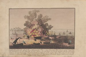 Tengerészeti csata az orosz és az oszmán flotta között a Fekete-tengeren 1788. június 28-án és 29-én. alkotó: Anton Balzer