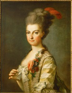 Marie-Christine főhercegnő csíkos selyemruhában (festmény, vászon) alkotó: Anton Graff