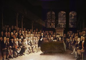 William Pitt beszédet mond az alsóházban az 1793-as francia háborús nyilatkozatról